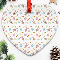 Easter Bunny Pattern Hare Heart Ornament (two Sides) by Ravend