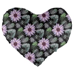 Flower  Petal  Spring Watercolor Large 19  Premium Flano Heart Shape Cushions by Ravend