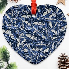 Butterflies Motif Collage Pattern Ornament (heart)