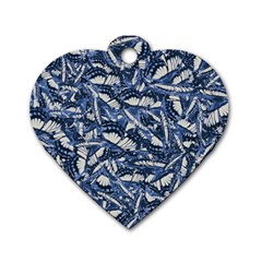 Butterflies Motif Collage Pattern Dog Tag Heart (one Side) by dflcprintsclothing