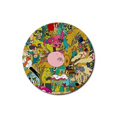 Cartoon Wallpapers Rubber Round Coaster (4 Pack) by Jancukart