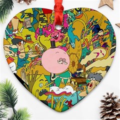 Cartoon Wallpapers Heart Ornament (two Sides)