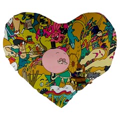 Cartoon Wallpapers Large 19  Premium Heart Shape Cushions