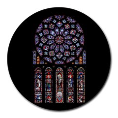 Chartres Cathedral Notre Dame De Paris Amiens Cath Stained Glass Round Mousepads by Wegoenart