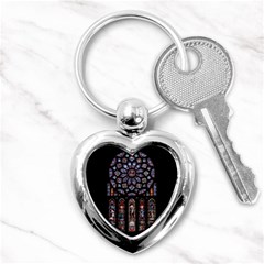 Chartres Cathedral Notre Dame De Paris Amiens Cath Stained Glass Key Chain (heart) by Wegoenart