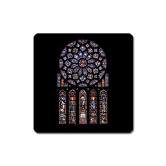 Chartres Cathedral Notre Dame De Paris Amiens Cath Stained Glass Square Magnet by Wegoenart