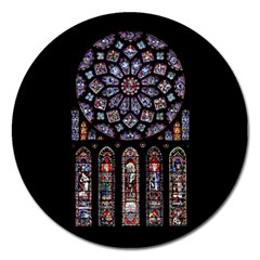 Chartres Cathedral Notre Dame De Paris Amiens Cath Stained Glass Magnet 5  (round) by Wegoenart