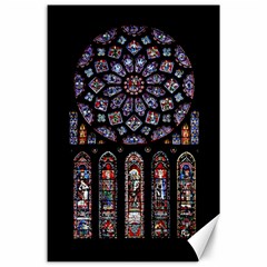 Chartres Cathedral Notre Dame De Paris Amiens Cath Stained Glass Canvas 24  X 36  by Wegoenart