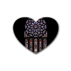 Chartres Cathedral Notre Dame De Paris Amiens Cath Stained Glass Rubber Heart Coaster (4 Pack) by Wegoenart