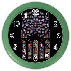 Chartres Cathedral Notre Dame De Paris Amiens Cath Stained Glass Color Wall Clock by Wegoenart