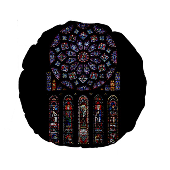 Chartres Cathedral Notre Dame De Paris Amiens Cath Stained Glass Standard 15  Premium Round Cushions