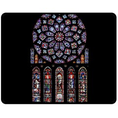 Chartres Cathedral Notre Dame De Paris Amiens Cath Stained Glass Double Sided Fleece Blanket (medium)  by Wegoenart