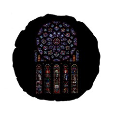 Chartres Cathedral Notre Dame De Paris Amiens Cath Stained Glass Standard 15  Premium Flano Round Cushions by Wegoenart