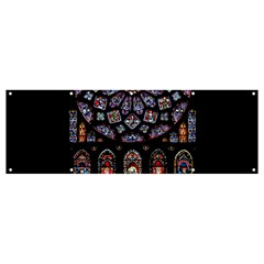 Chartres Cathedral Notre Dame De Paris Amiens Cath Stained Glass Banner And Sign 12  X 4  by Wegoenart