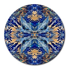 Cobalt on gold Round Mousepads