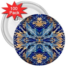 Cobalt on gold 3  Buttons (100 pack) 