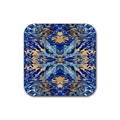 Cobalt on gold Rubber Coaster (Square)