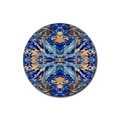 Cobalt on gold Rubber Coaster (Round)