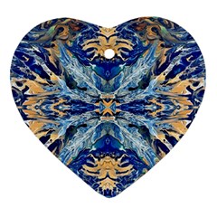 Cobalt on gold Heart Ornament (Two Sides)