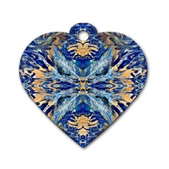 Cobalt on gold Dog Tag Heart (Two Sides)