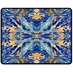 Cobalt on gold Double Sided Fleece Blanket (Medium) 