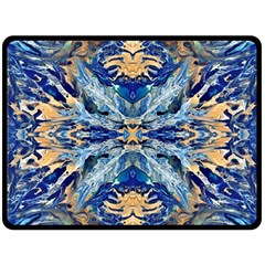 Cobalt on gold Double Sided Fleece Blanket (Large) 