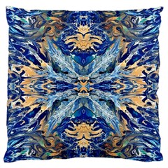 Cobalt on gold Large Flano Cushion Case (Two Sides)