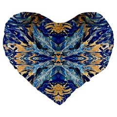 Cobalt on gold Large 19  Premium Flano Heart Shape Cushions