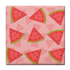 Background Watermelon Pattern Fruit Tile Coaster by Wegoenart