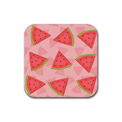 Background Watermelon Pattern Fruit Rubber Coaster (square) by Wegoenart