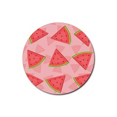 Background Watermelon Pattern Fruit Rubber Round Coaster (4 Pack) by Wegoenart