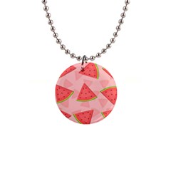 Background Watermelon Pattern Fruit 1  Button Necklace by Wegoenart