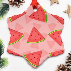 Background Watermelon Pattern Fruit Snowflake Ornament (two Sides) by Wegoenart