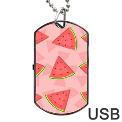 Background Watermelon Pattern Fruit Dog Tag Usb Flash (two Sides) by Wegoenart