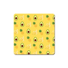 Pineapple Banana Fruit Pattern Square Magnet by Wegoenart