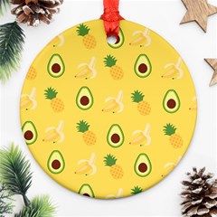 Pineapple Banana Fruit Pattern Round Ornament (two Sides)