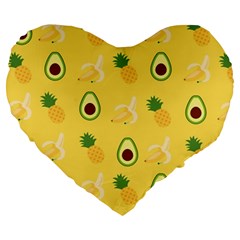 Pineapple Banana Fruit Pattern Large 19  Premium Heart Shape Cushions by Wegoenart