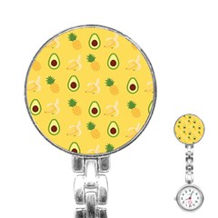 Pineapple Banana Fruit Pattern Stainless Steel Nurses Watch by Wegoenart