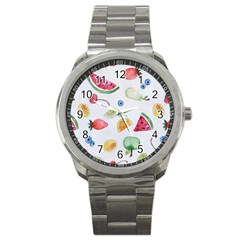 Fruit Summer Vitamin Watercolor Sport Metal Watch