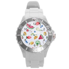 Fruit Summer Vitamin Watercolor Round Plastic Sport Watch (L)