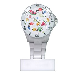 Fruit Summer Vitamin Watercolor Plastic Nurses Watch by Wegoenart