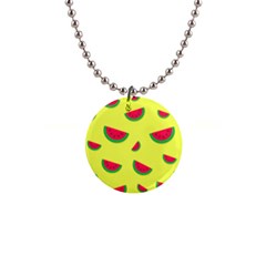 Watermelon Pattern Wallpaper 1  Button Necklace by Wegoenart