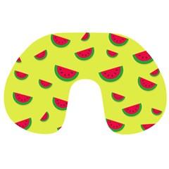 Watermelon Pattern Wallpaper Travel Neck Pillow by Wegoenart