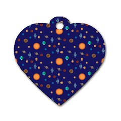 Space Sun Mercury Venus Earth Planet Galaxy Dog Tag Heart (one Side) by Wegoenart