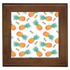 Pineapple Background Pattern Fruit Framed Tile by Wegoenart