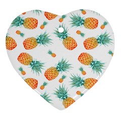 Pineapple Background Pattern Fruit Ornament (heart) by Wegoenart