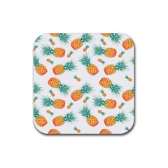 Pineapple Background Pattern Fruit Rubber Coaster (square) by Wegoenart