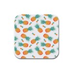 Pineapple Background Pattern Fruit Rubber Square Coaster (4 pack) Front