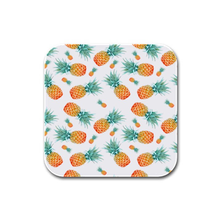 Pineapple Background Pattern Fruit Rubber Square Coaster (4 pack)