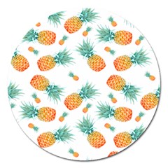 Pineapple Background Pattern Fruit Magnet 5  (round) by Wegoenart